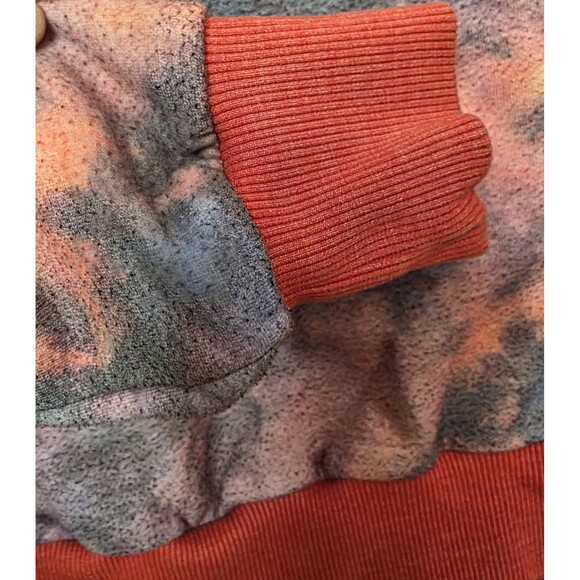 Wanakome Cowl Neck Pullover Size Small Tie Dye Hood Pocket Heavyweight Coral - Picture 2 of 16